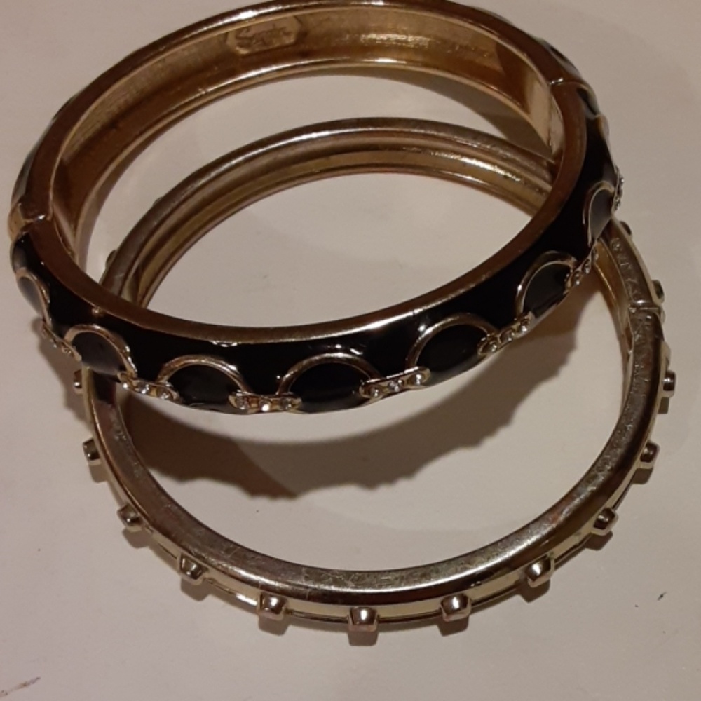 Two Sequin Hinged Bangle Bracelets - image 1